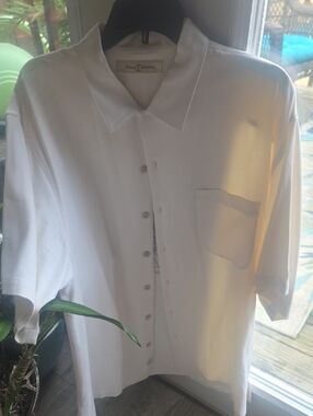 Tommy Bahama Cream Short-Sleeve Silk-Like Button Down Shirt